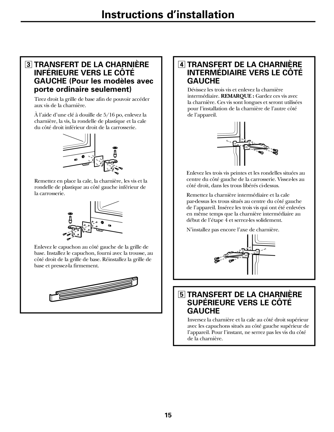 GE 18 installation instructions Gauche 