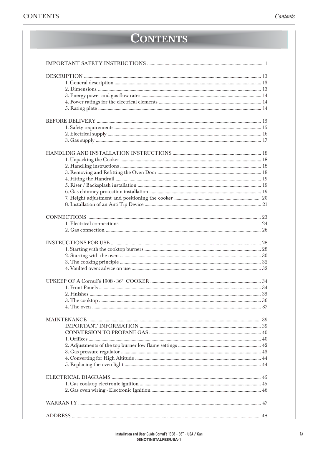 GE 1908 - 36 manual Contents 