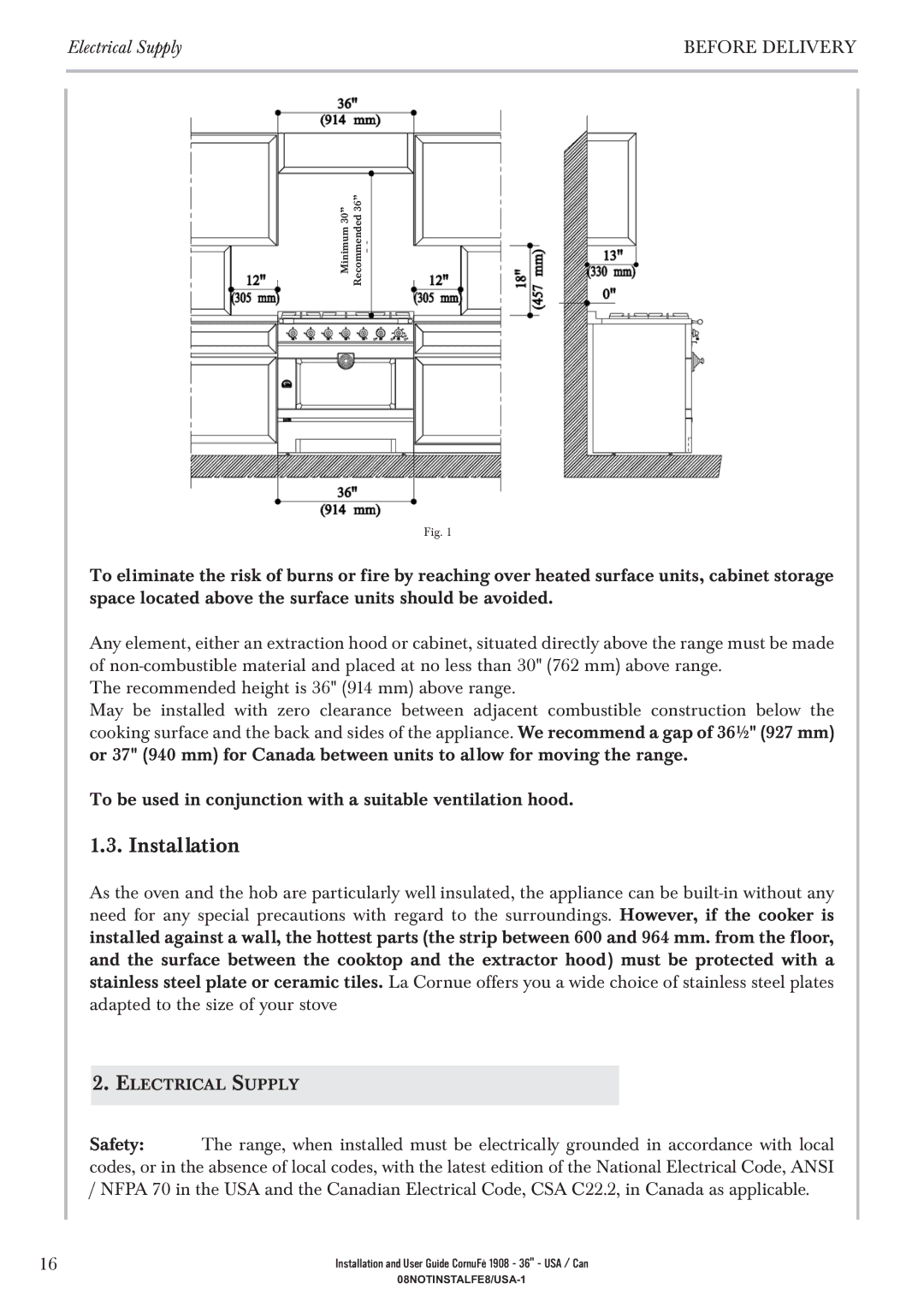 GE 1908 - 36 manual Installation 