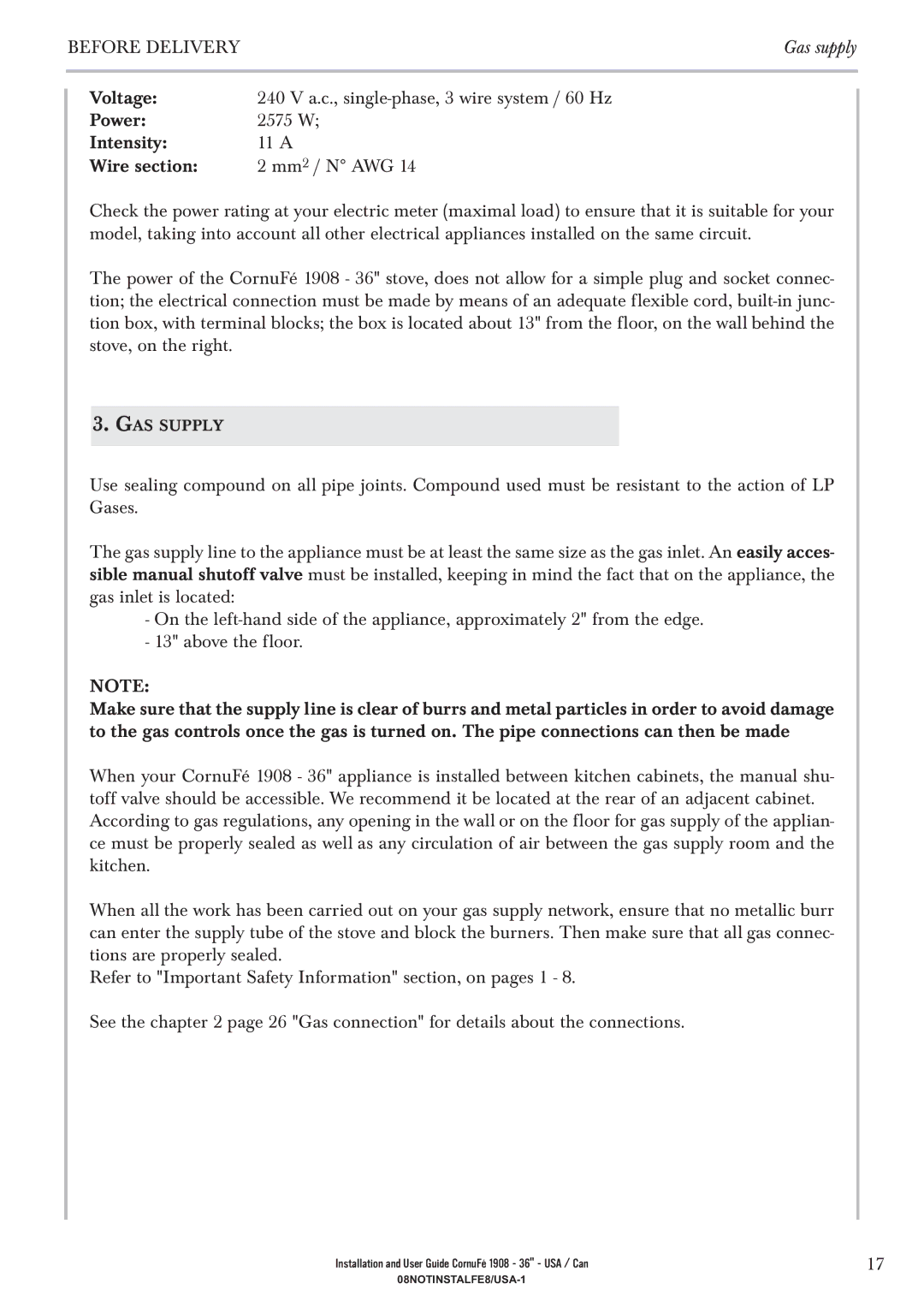 GE 1908 - 36 manual Before Delivery 