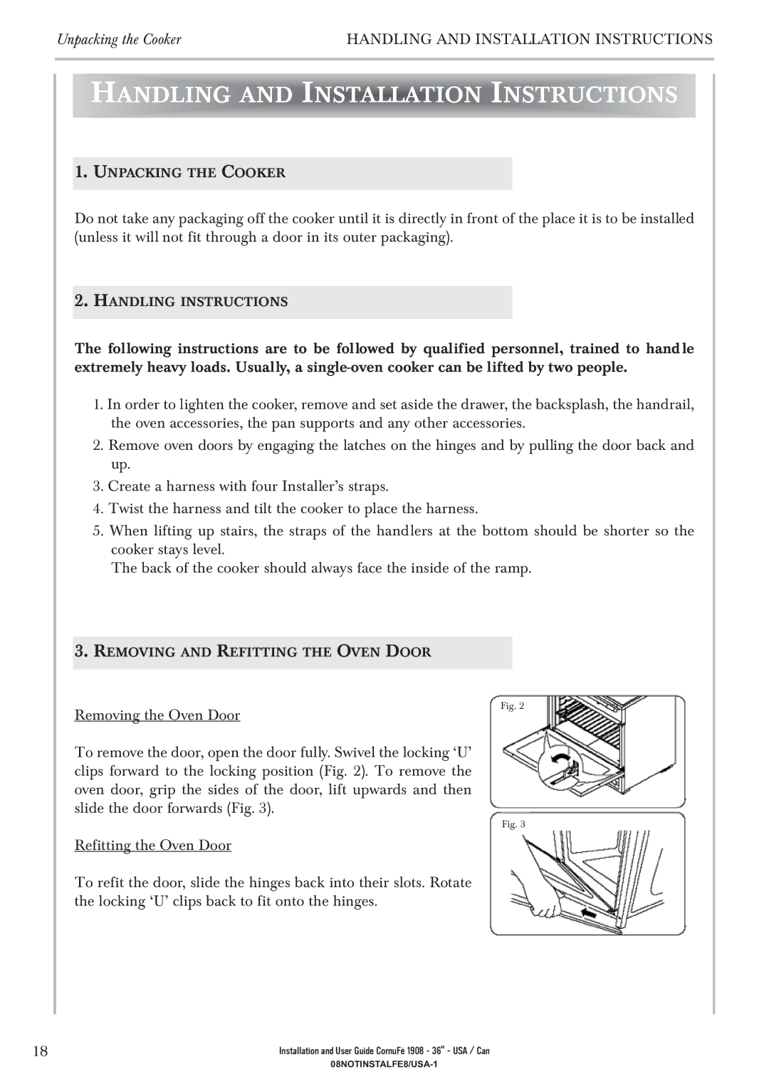 GE 1908 - 36 manual Handling and Installation Instructions 