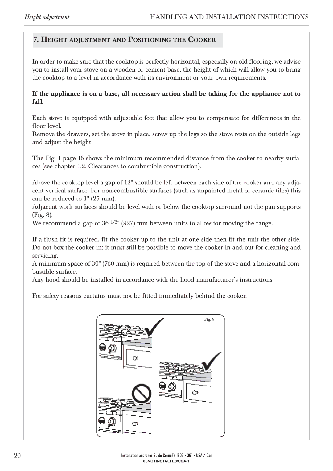 GE 1908 - 36 manual Height adjustment 