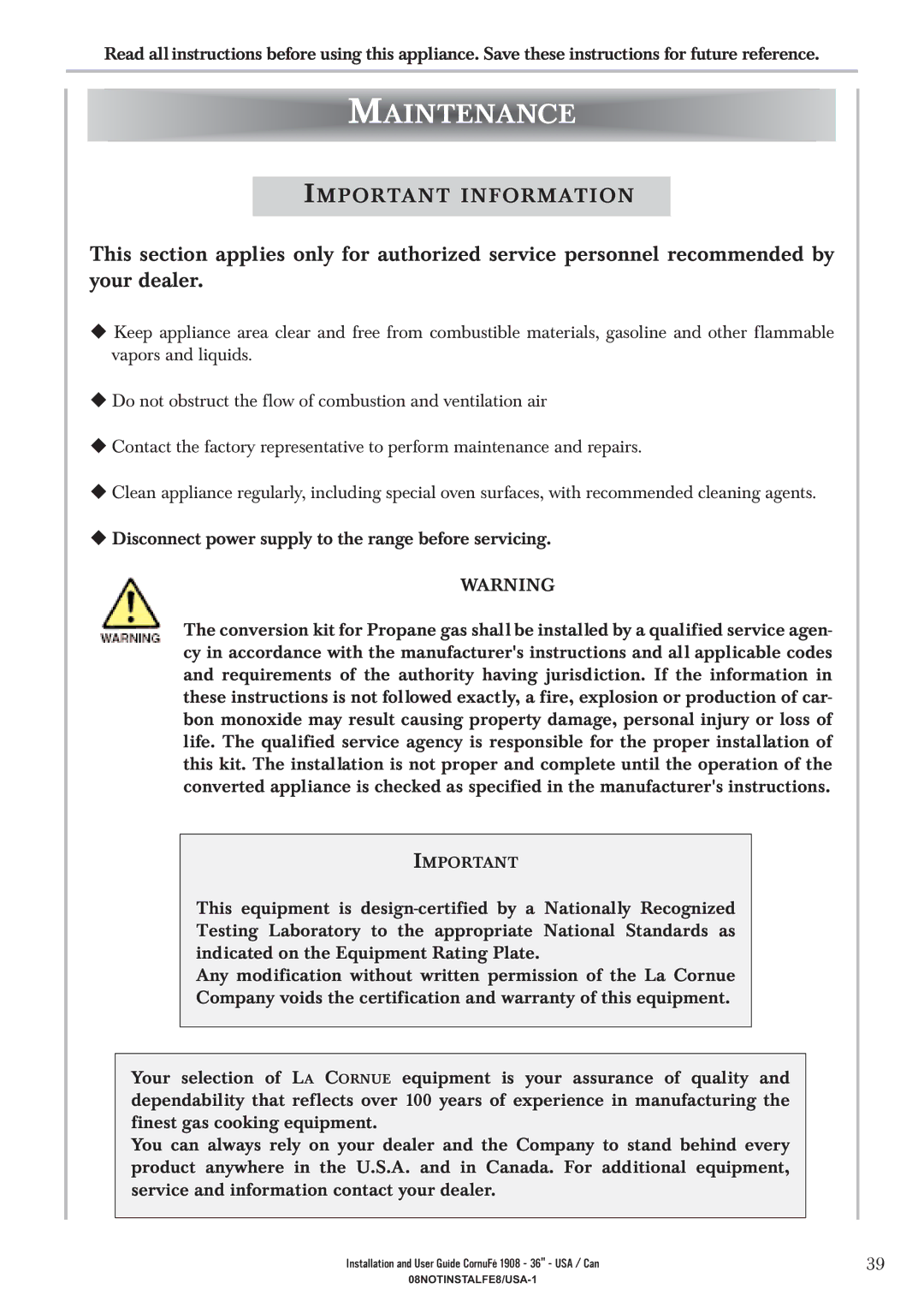 GE 1908 - 36 manual Maintenance 