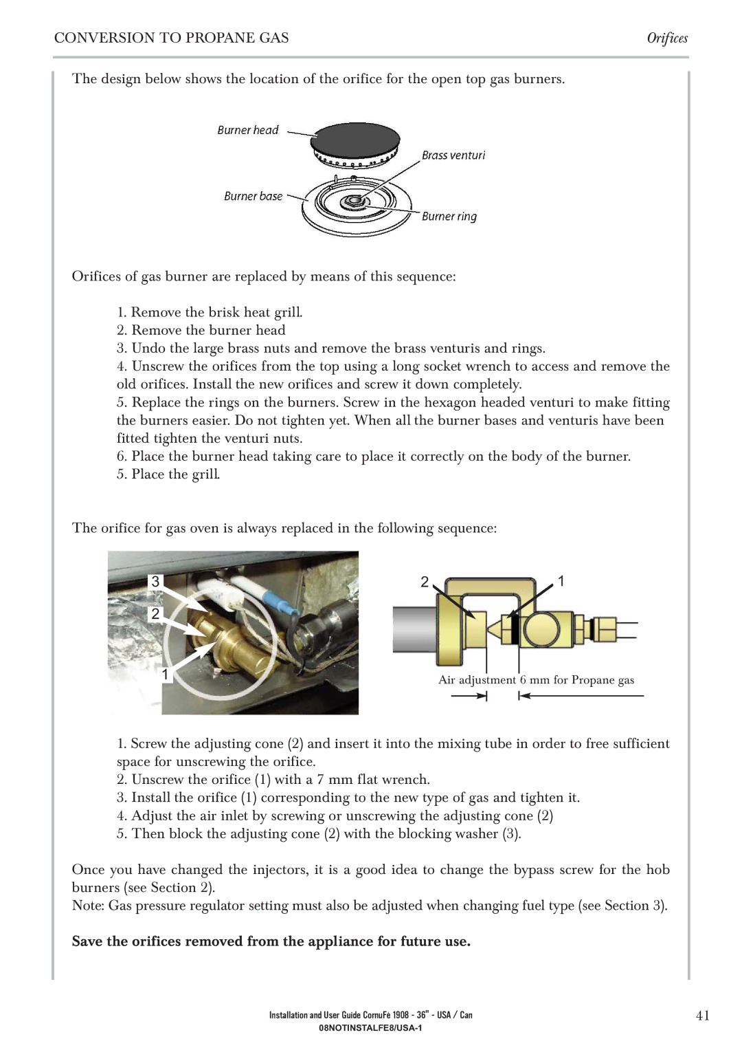 GE 1908 - 36 manual Orifices 