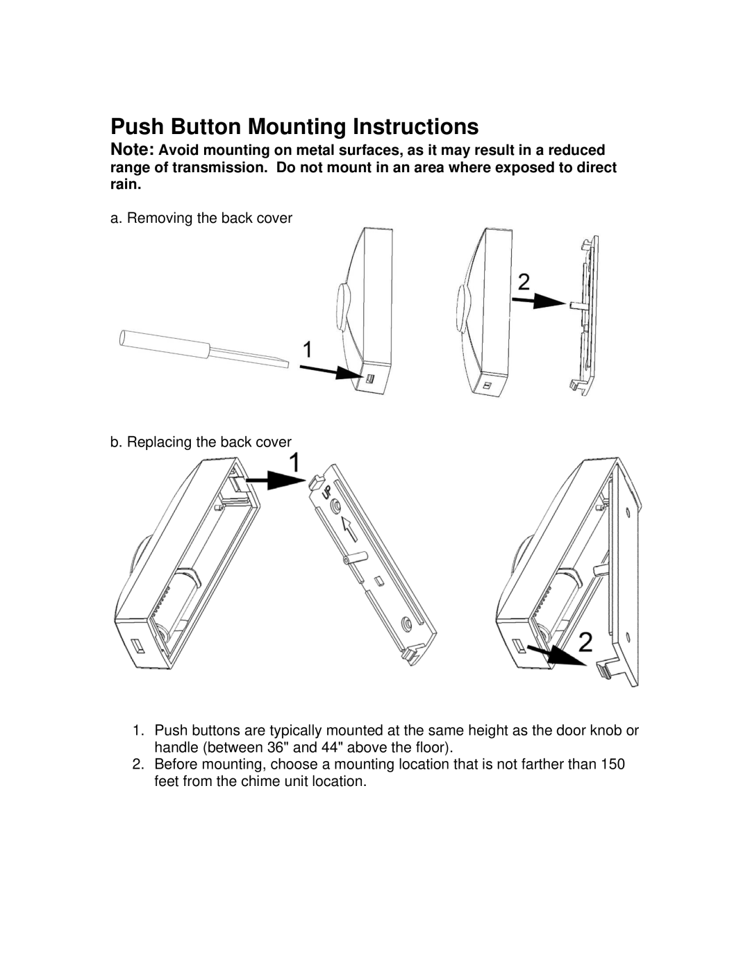 GE 19208 installation instructions Push Button Mounting Instructions 