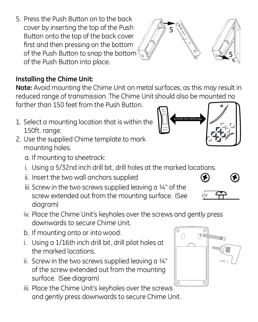 GE 19230 user manual Installing the Chime Unit 