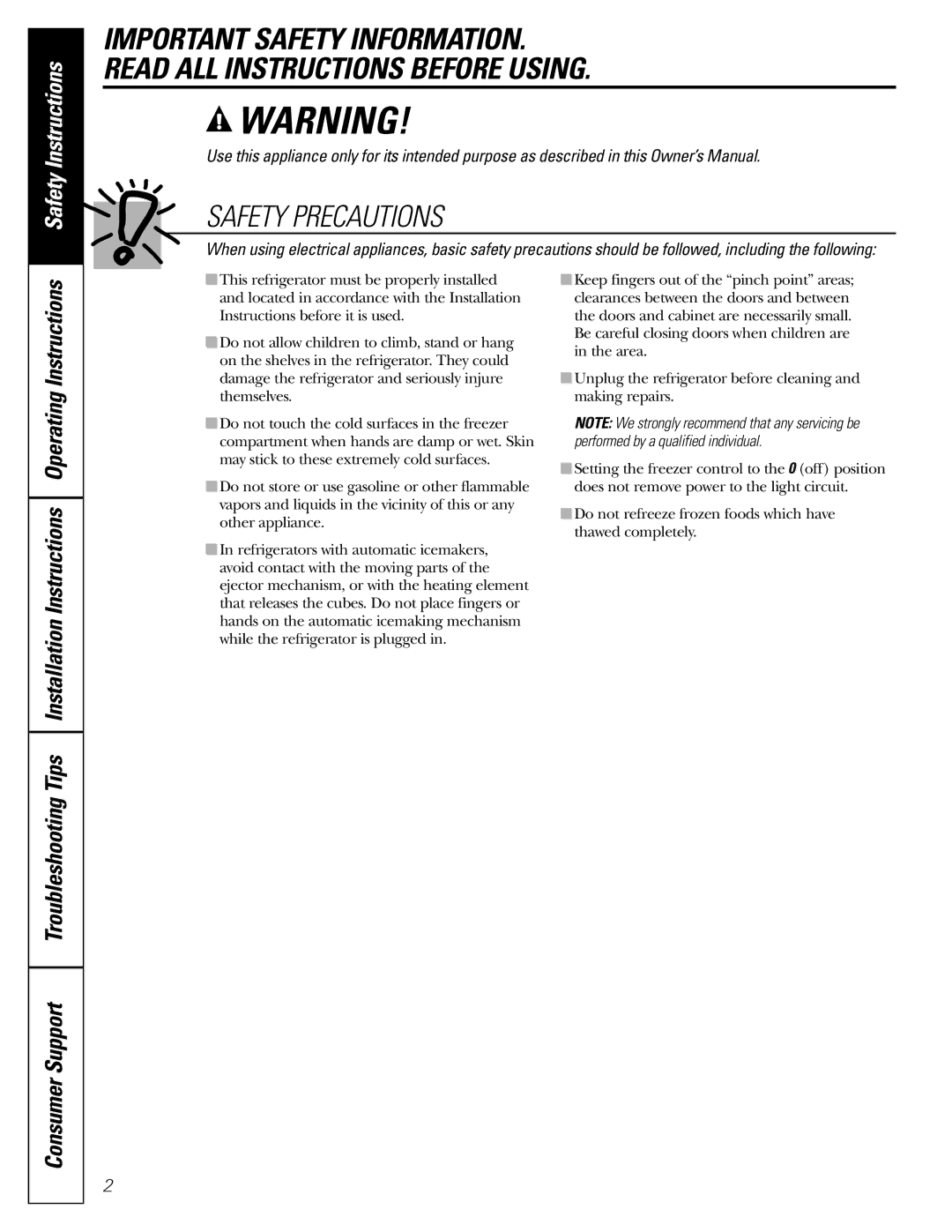 GE 197D3351P003 installation instructions Safety Precautions 