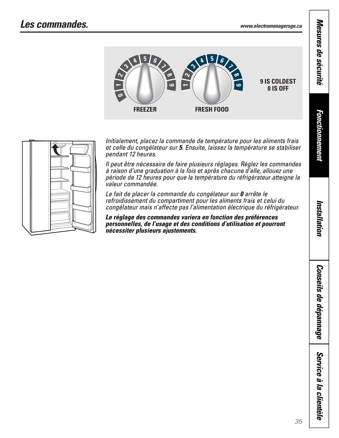 GE 197D3351P003 installation instructions Les commandes, Mesures de sécurité 