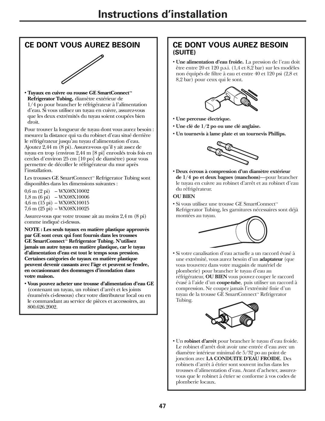 GE 197D3351P003 installation instructions CE Dont Vous Aurez Besoin, Suite 