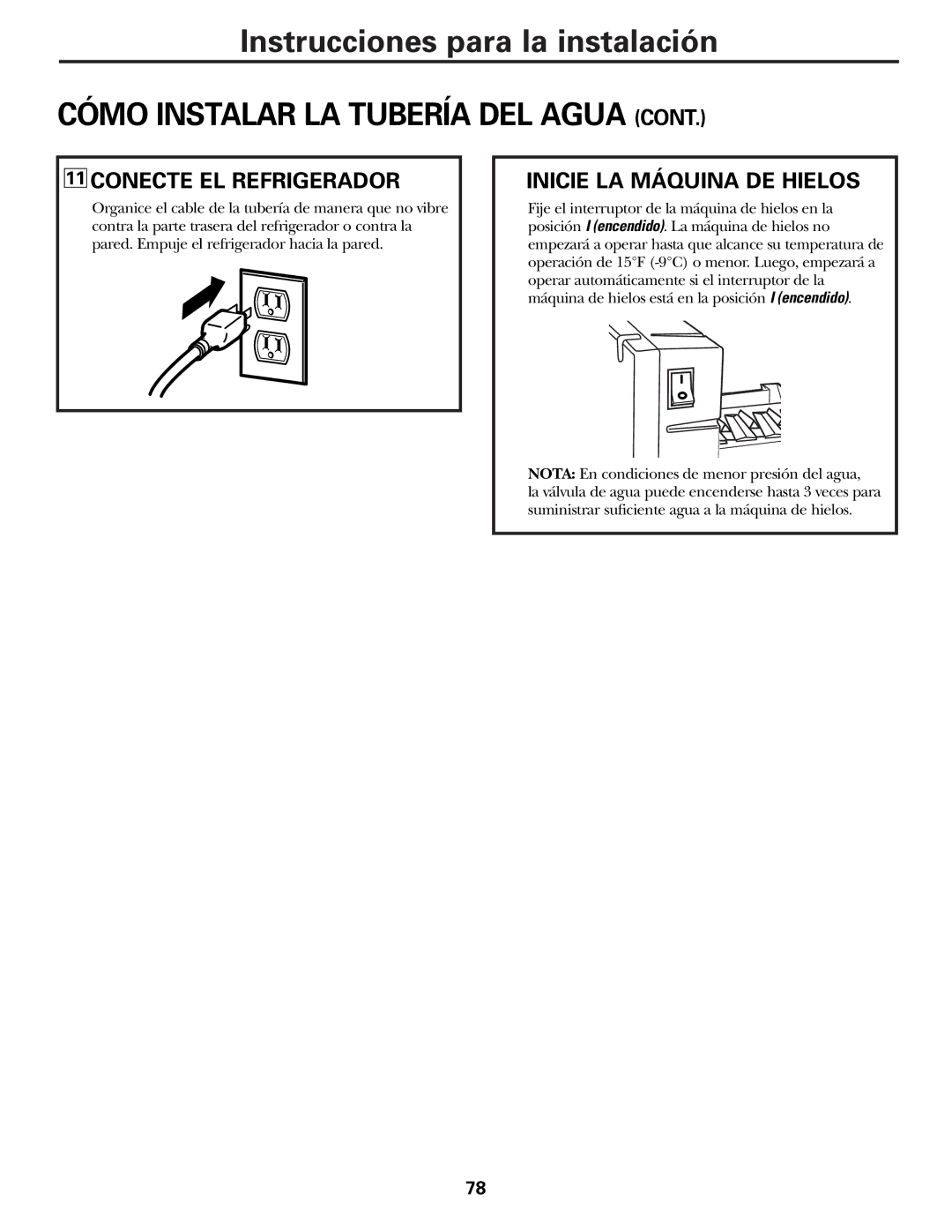 GE 197D3351P003 installation instructions Conecte EL Refrigerador, Inicie LA Máquina DE Hielos 