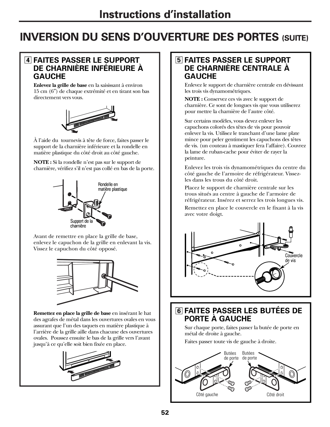 GE 197D3354P003 Inversion Du Sens D’Ouverture Des Portes Suite, Faites Passer Les Butées De Porte À Gauche 