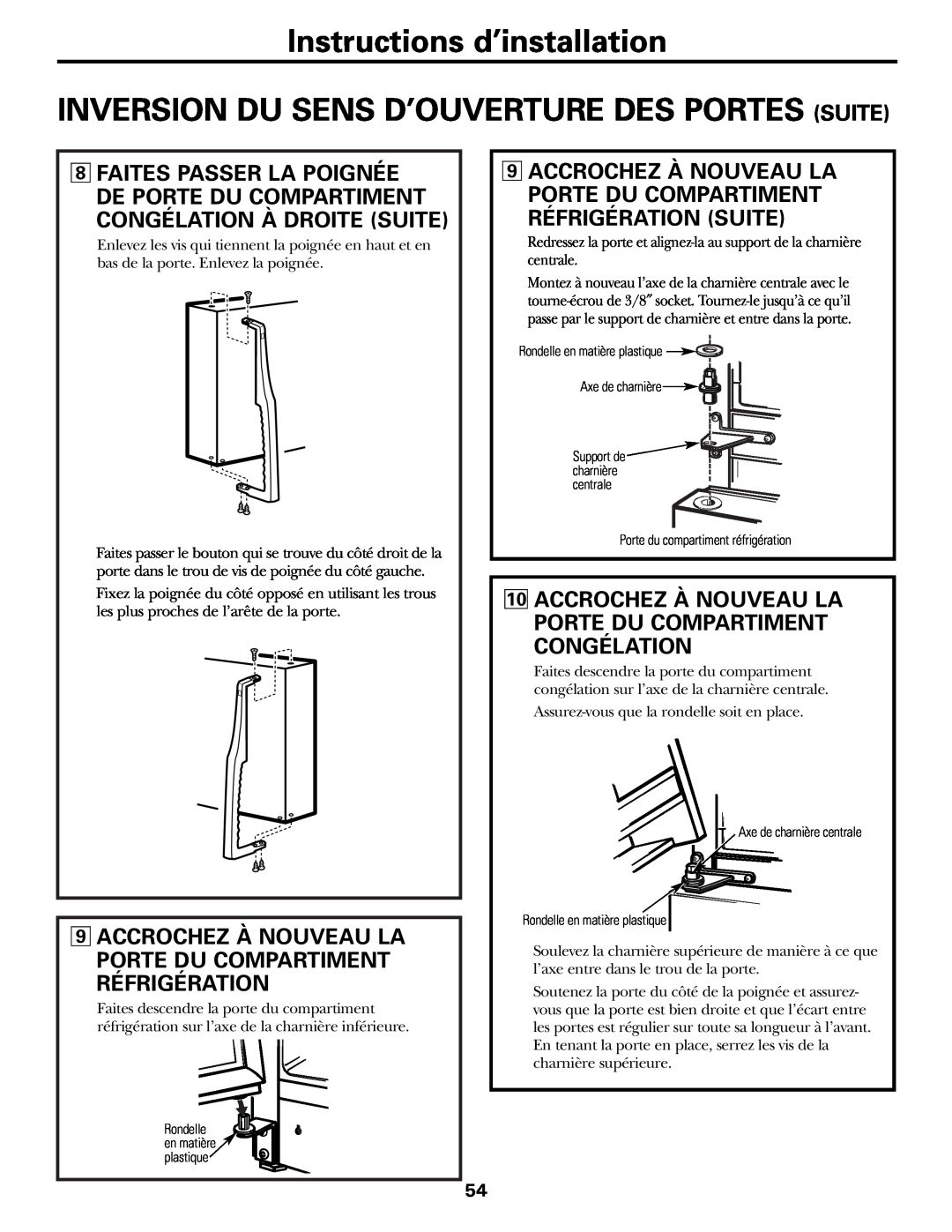 GE 197D3354P003 Congélation À Droite Suite, Accrochez À Nouveau La Porte Du Compartiment Réfrigération 