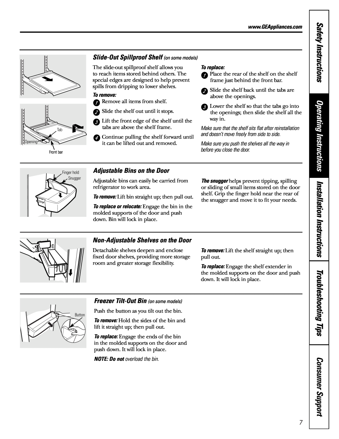 GE 197D3354P003 installation instructions Safety, Installation, Tips Consumer Support, Instructions Operating Instructions 