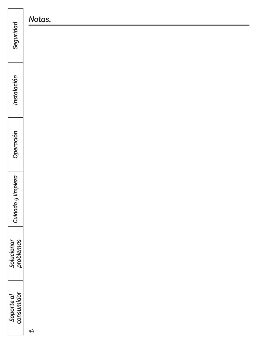 GE 197D4613P004 installation instructions Notas, Cuidado y limpieza 