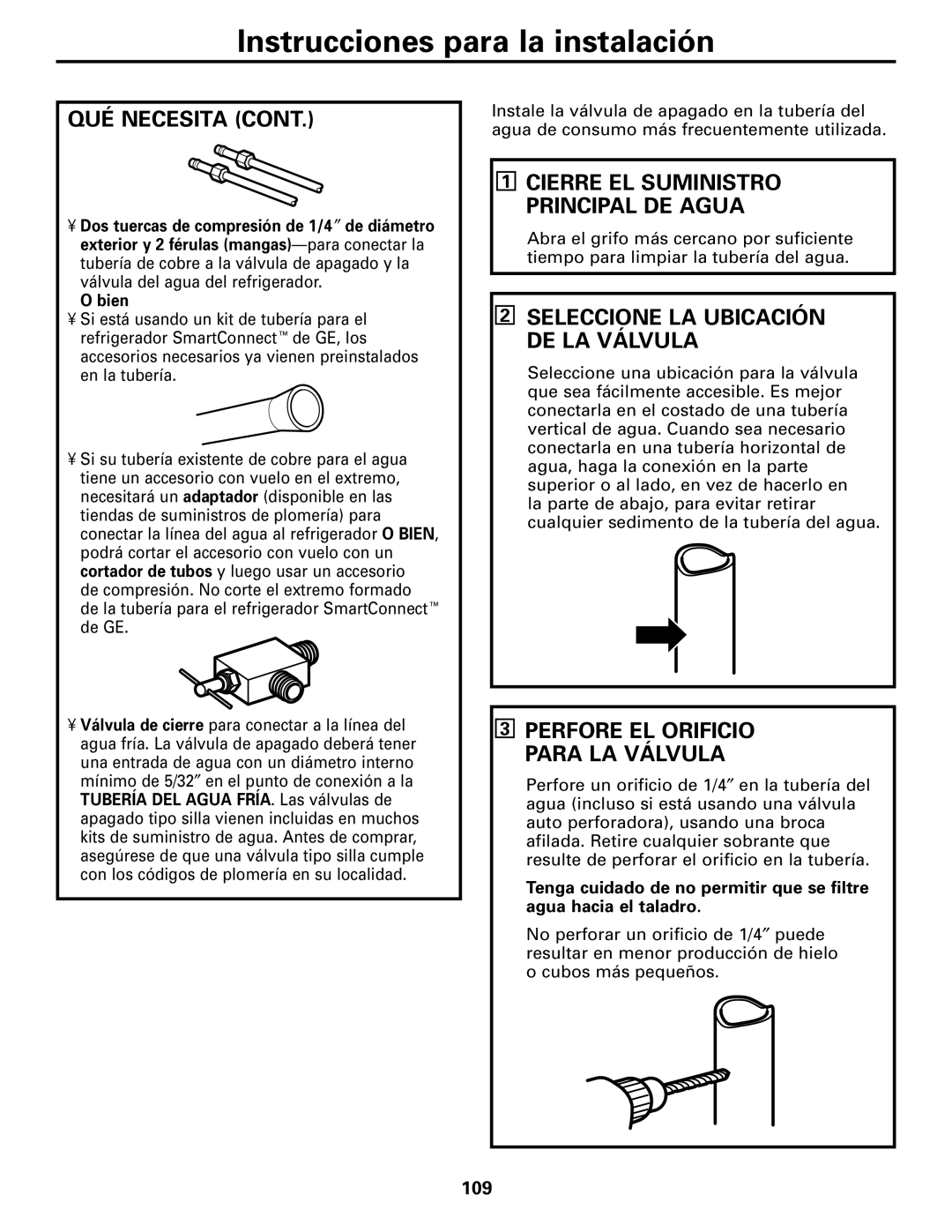 GE 197D4618P002 Seleccione LA Ubicación DE LA Válvula, Cierre EL Suministro Principal DE Agua, 109 