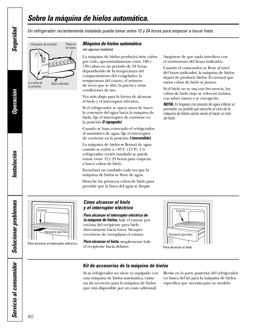 GE 197D4618P002 installation instructions Sobre la máquina de hielos automática, Máquina de hielos automática 