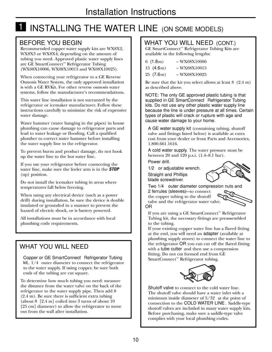 GE 197D7799P001 operating instructions Installing the Water Line on Some Models, Before YOU Begin, What YOU will Need 