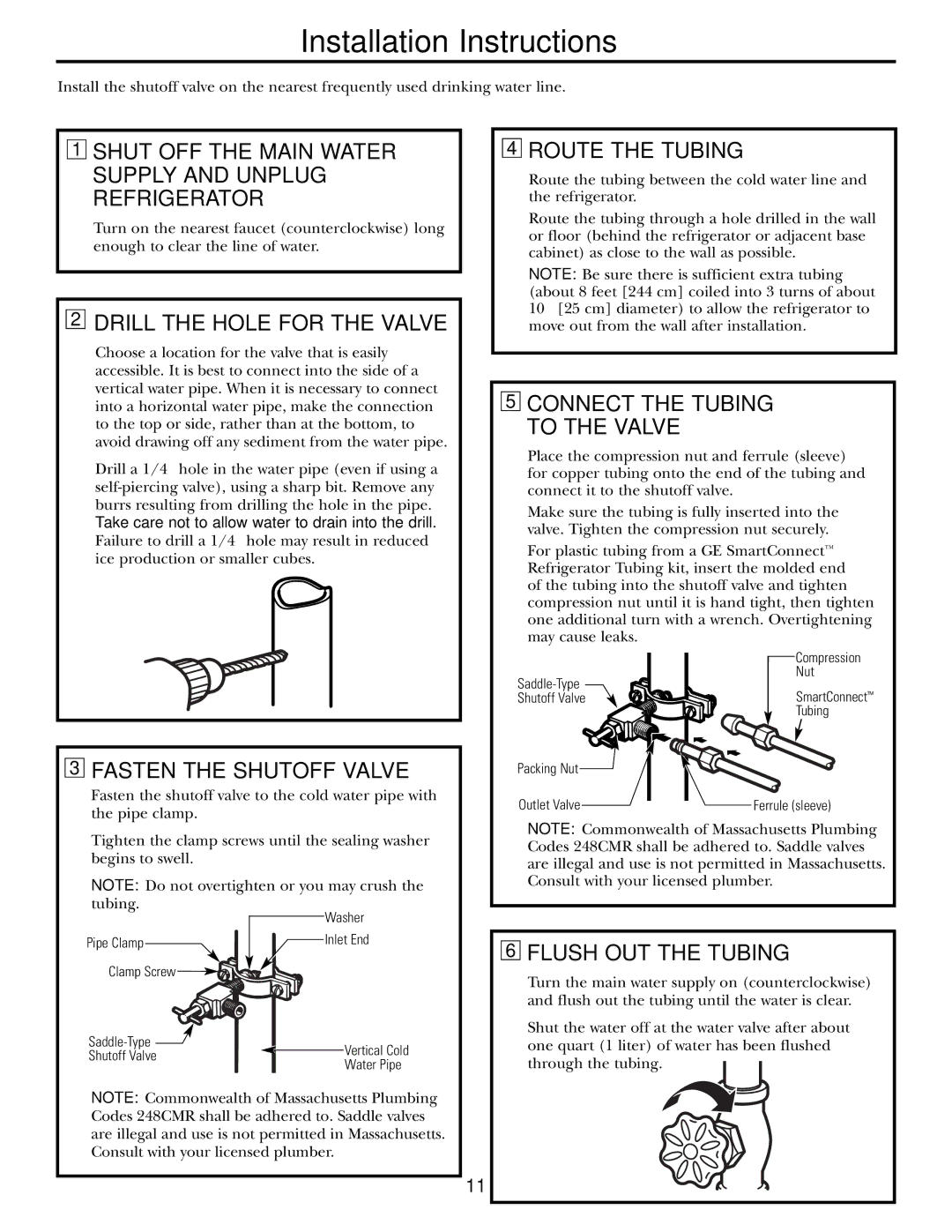 GE 197D7799P001 Shut OFF the Main Water Supply and Unplug Refrigerator, Drill the Hole for the Valve, Route the Tubing 