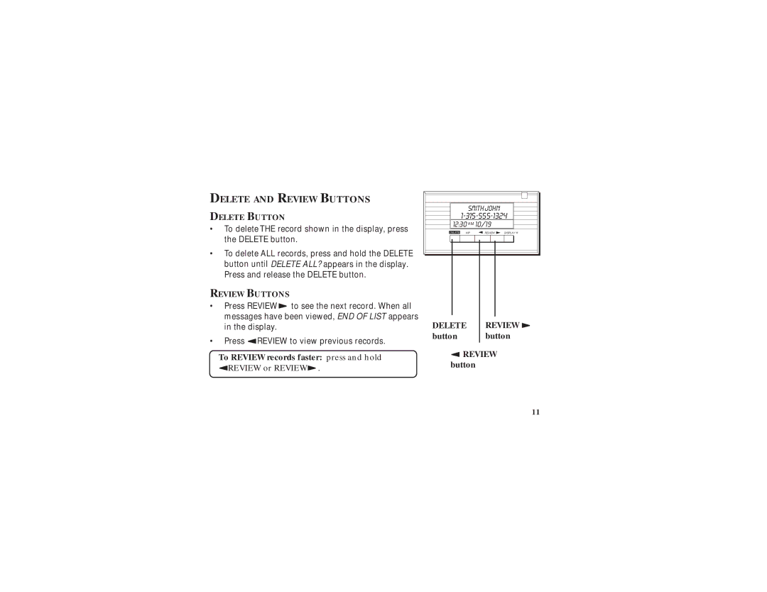 GE 347A8359-0001, 2-9079 manual Delete and Review Buttons, Delete Button 