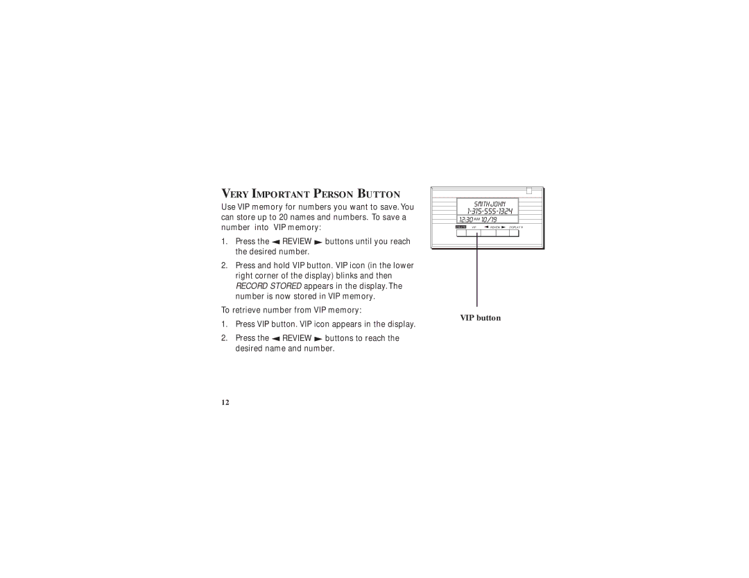 GE 2-9079, 347A8359-0001 manual Very Important Person Button, VIP button 