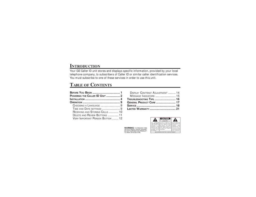 GE 2-9079, 347A8359-0001 manual Introduction, Table of Contents 