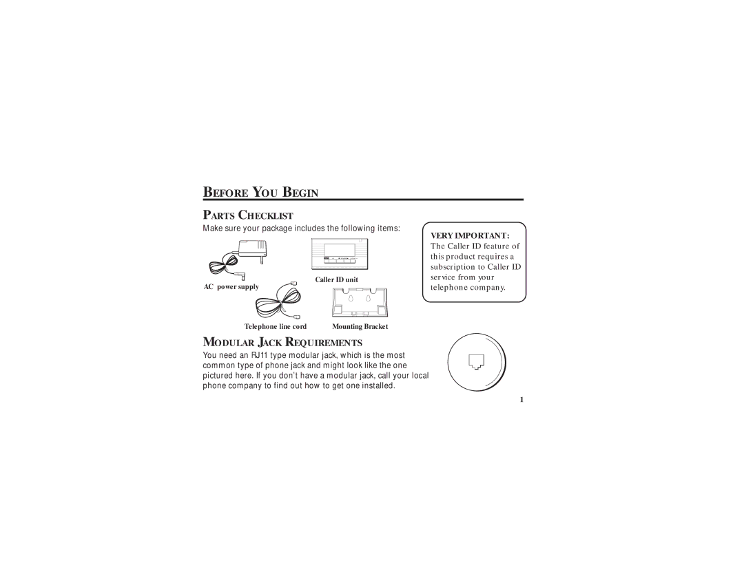 GE 347A8359-0001, 2-9079 manual Before YOU Begin, Parts Checklist, Modular Jack Requirements 