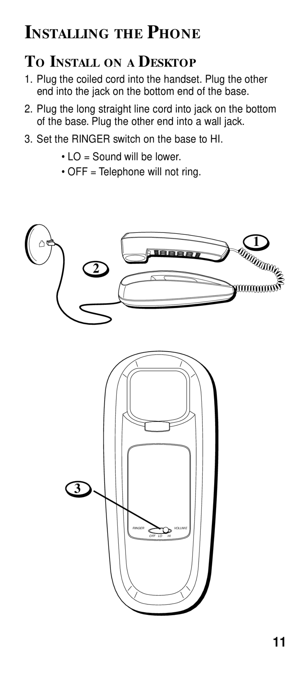 GE 2-9191 manual Installing the Phone, To Install on a Desktop 