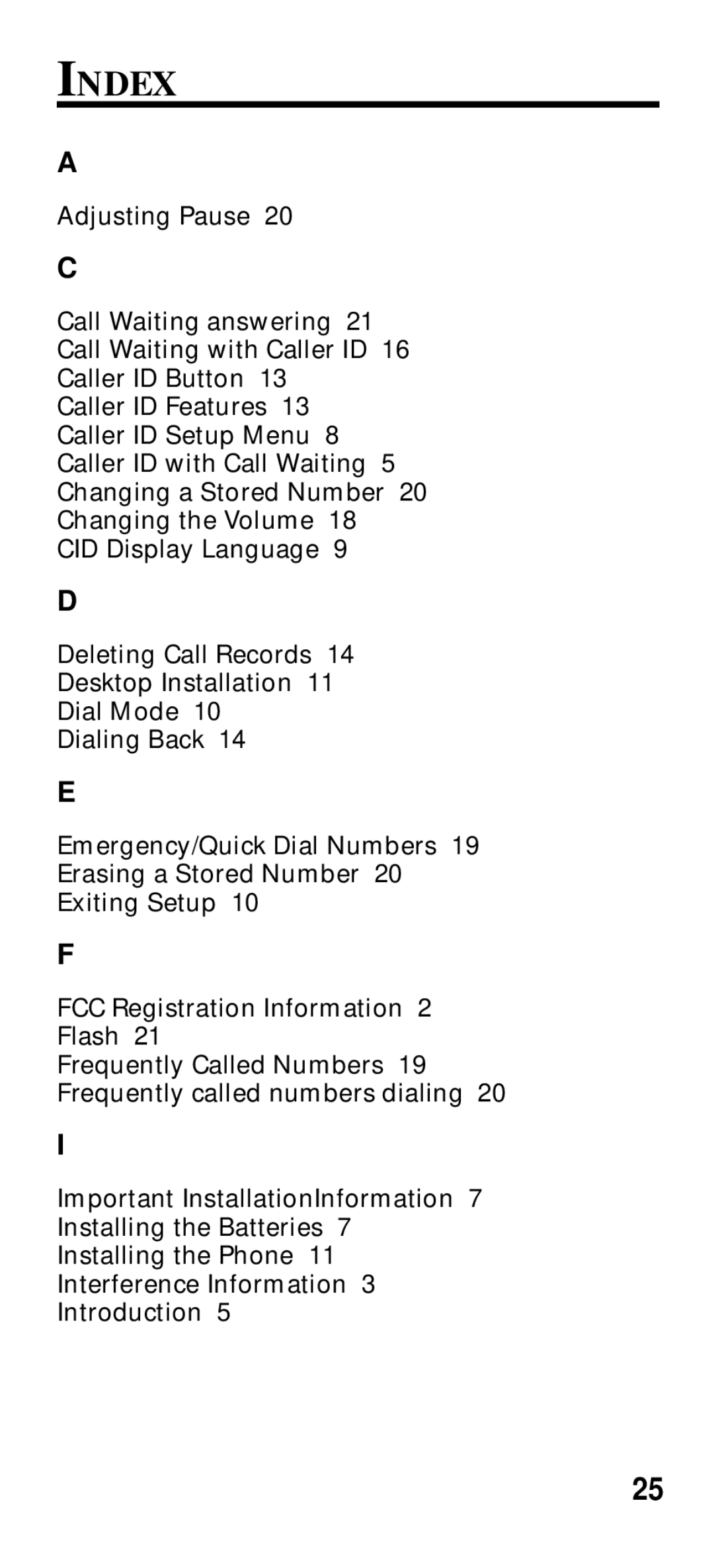 GE 2-9191 manual Index 