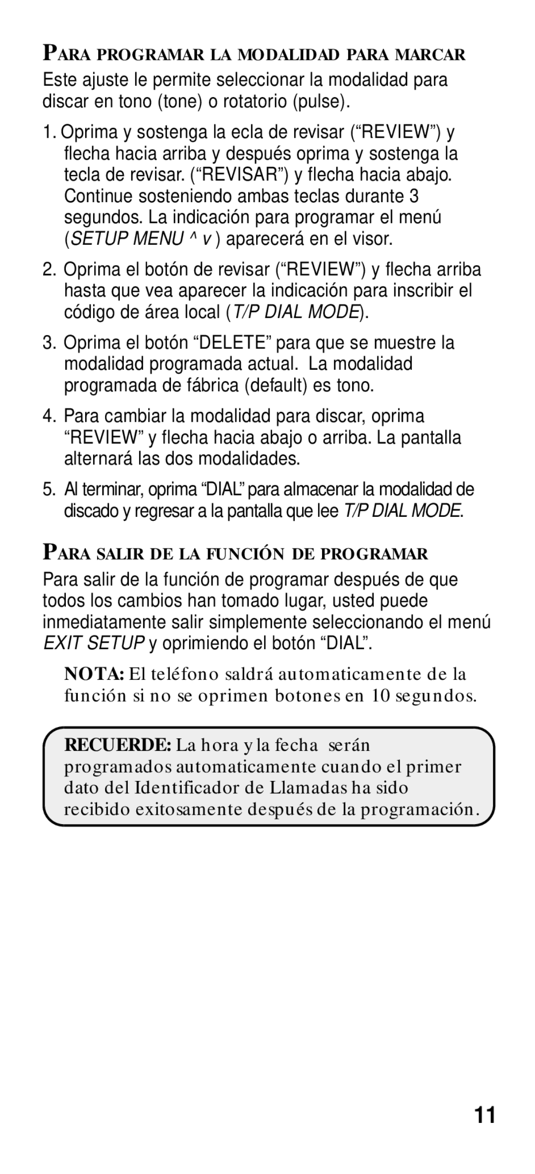 GE 2-9191 manual Para Programar LA Modalidad Para Marcar 