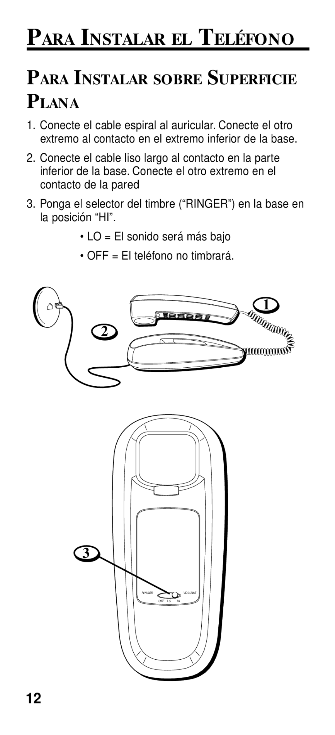 GE 2-9191 manual Para Instalar EL Teléfono, Para Instalar Sobre Superficie Plana 