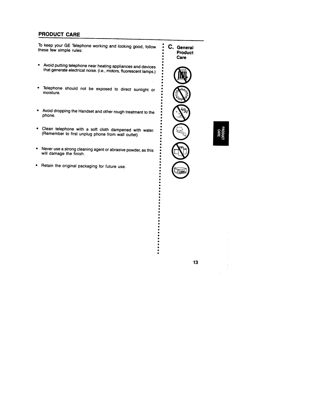 GE 2-9233, 2-9235, 2-9230 manual General Product Care 