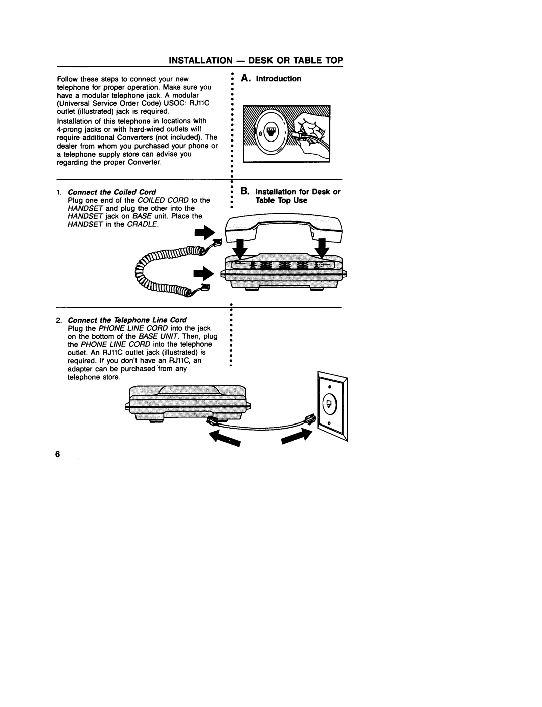 GE 2-9235, 2-9233, 2-9230 Installation Desk or Table TOP, ~ A. Introduction, ~ B. Installation for Desk or Table Top Use 