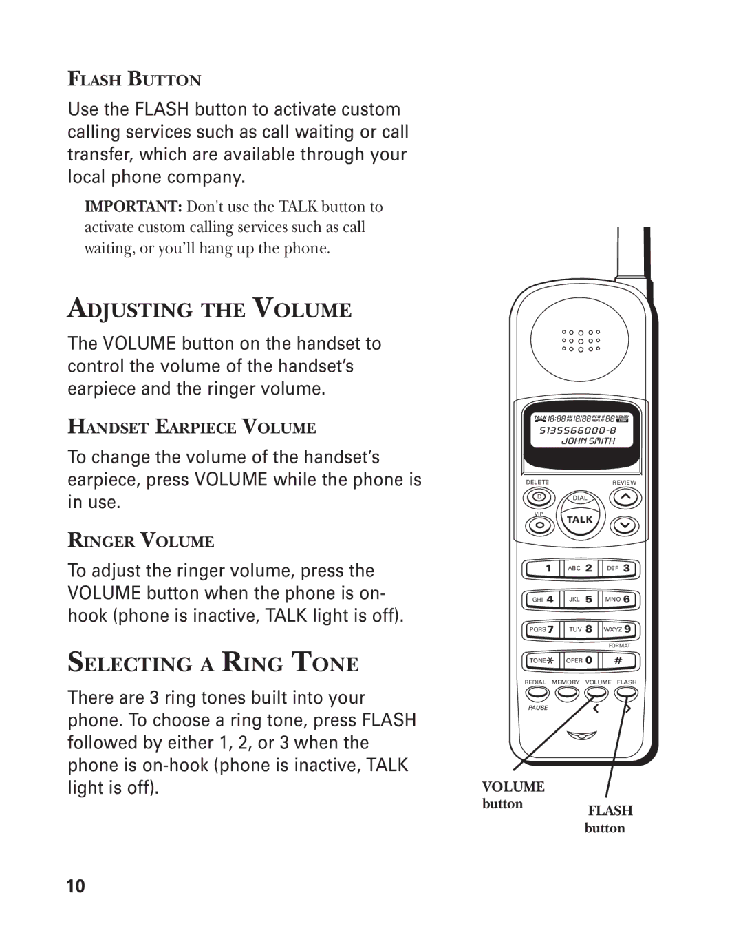 GE 2-930SST manual Adjusting the Volume, Selecting a Ring Tone 