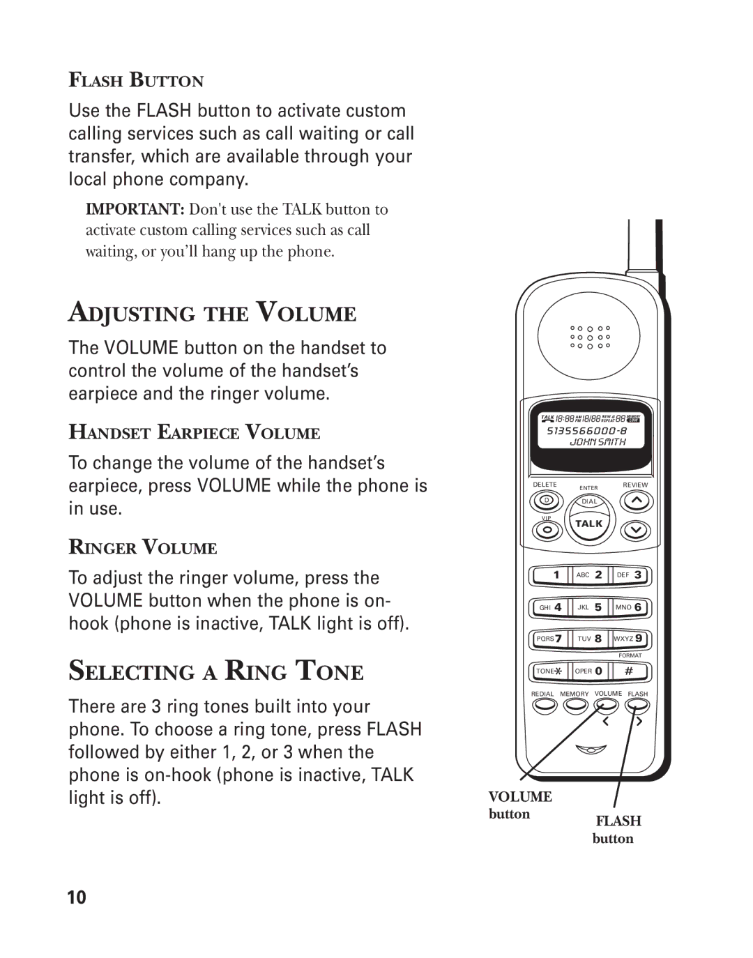 GE 2-931SST manual Adjusting the Volume, Selecting a Ring Tone 