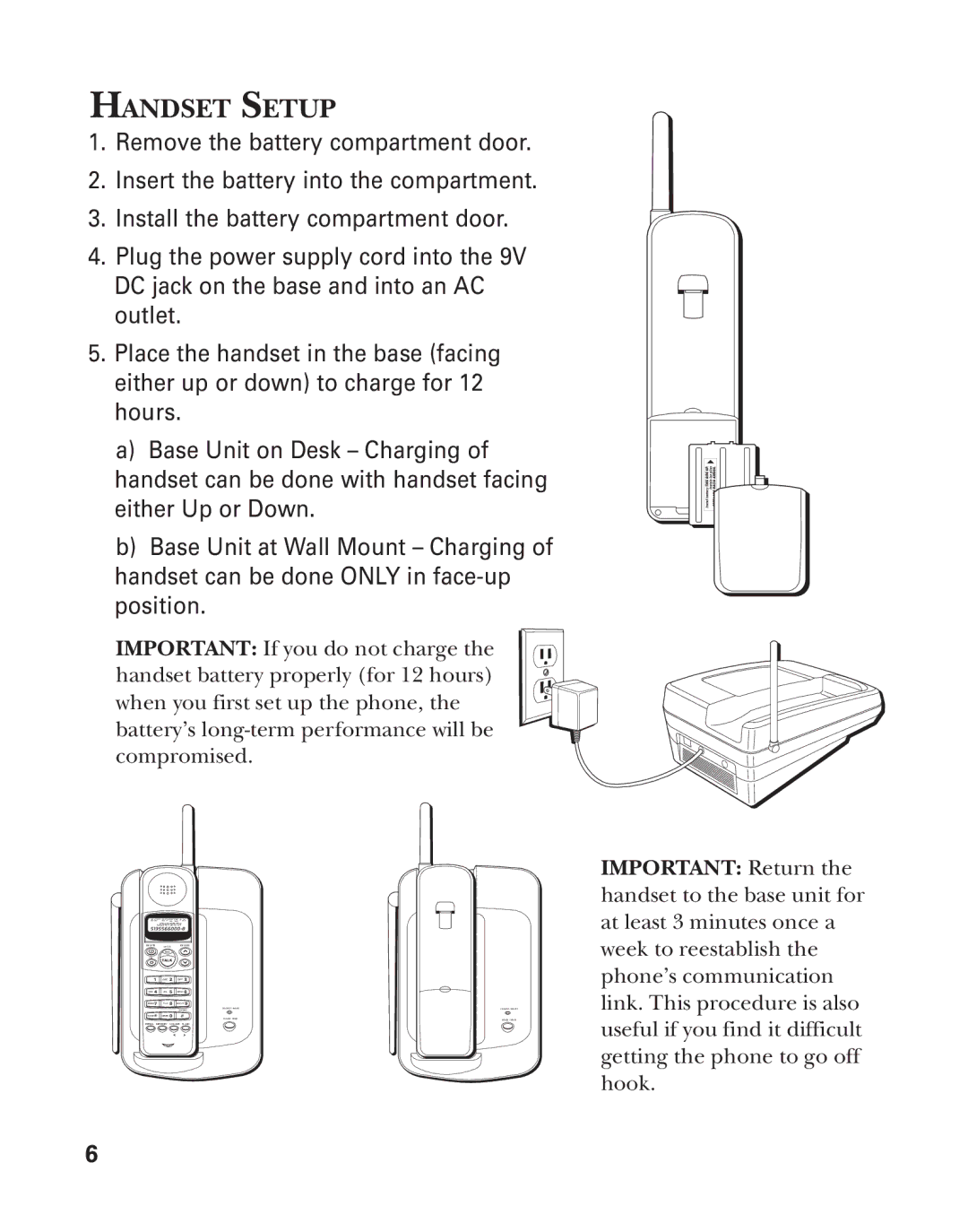 GE 2-931SST manual Handset Setup 