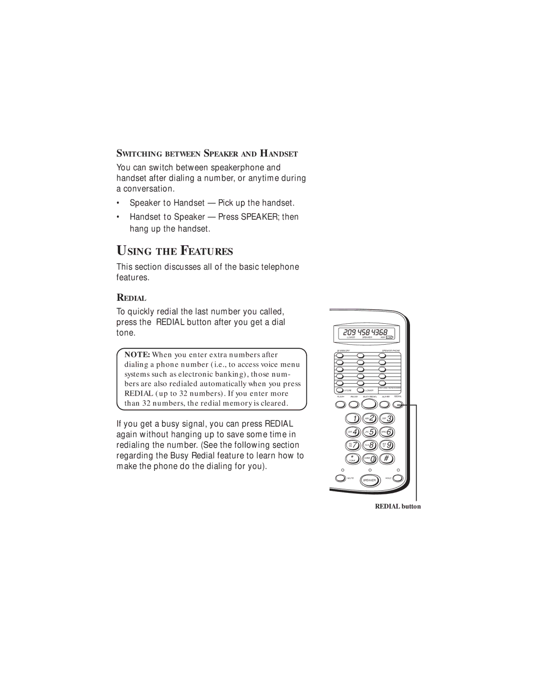 GE 2-9382, 20631670-0001 manual Using the Features 