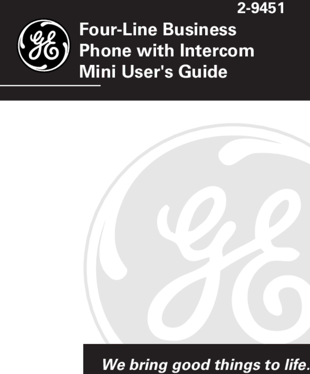 GE 2-9451 manual Four-Line Business Phone with Intercom Mini Users Guide 