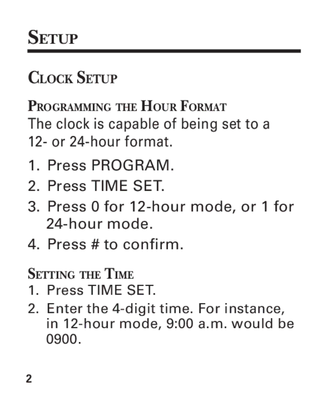 GE 2-9451 manual Setup 