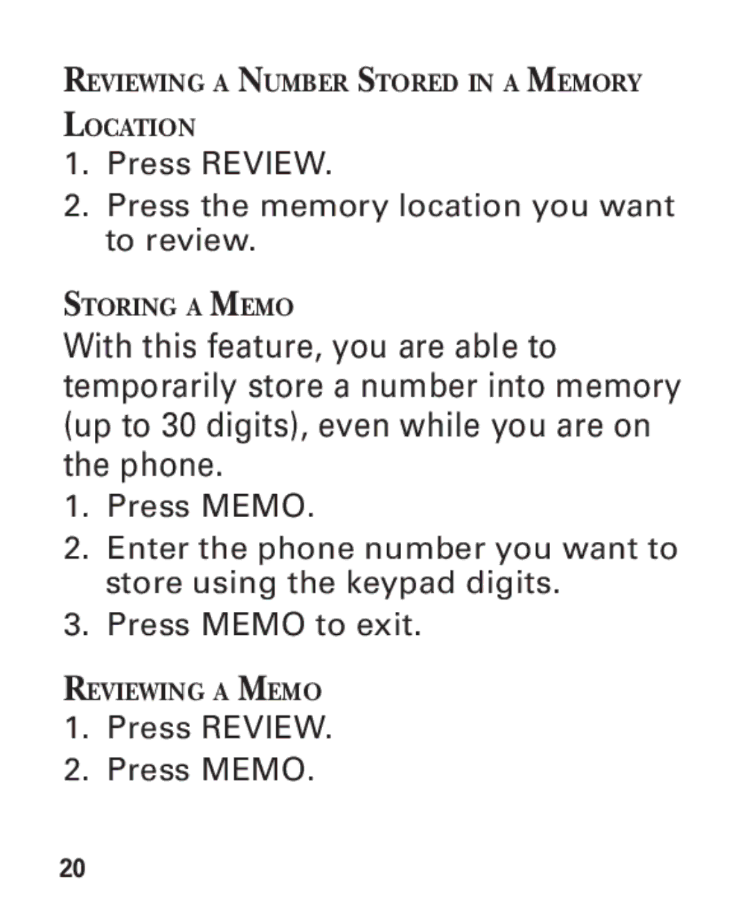 GE 2-9451 manual Press Review Press the memory location you want to review 