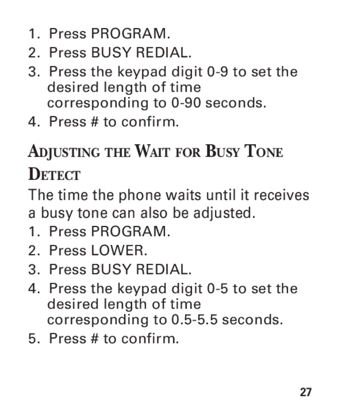 GE 2-9451 manual Adjusting the Wait for Busy Tone Detect 