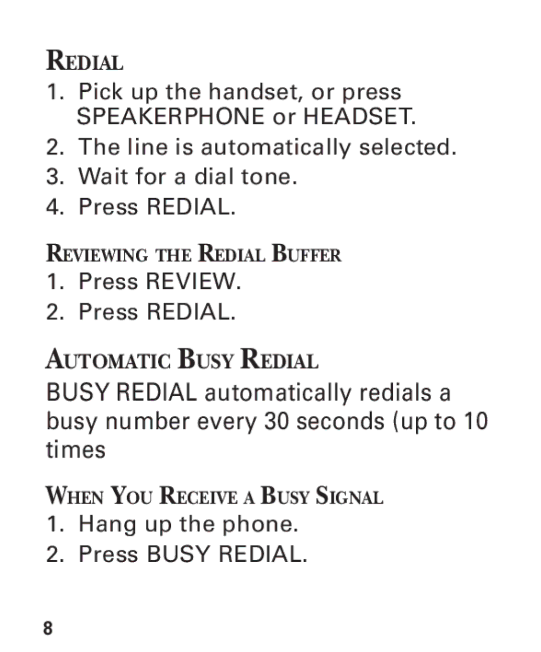 GE 2-9451 manual Press Review Press Redial 