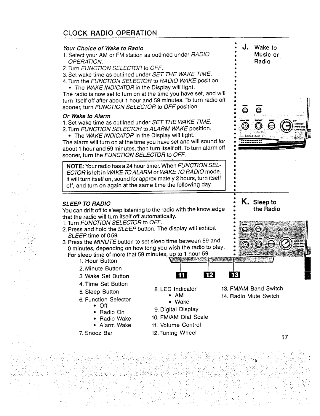 GE 2-9710 Your Choice of Wake to Radio, Turn Function SELEC~R to OFF, Or Wake to Alarm, Turn Function Selector to OFF 