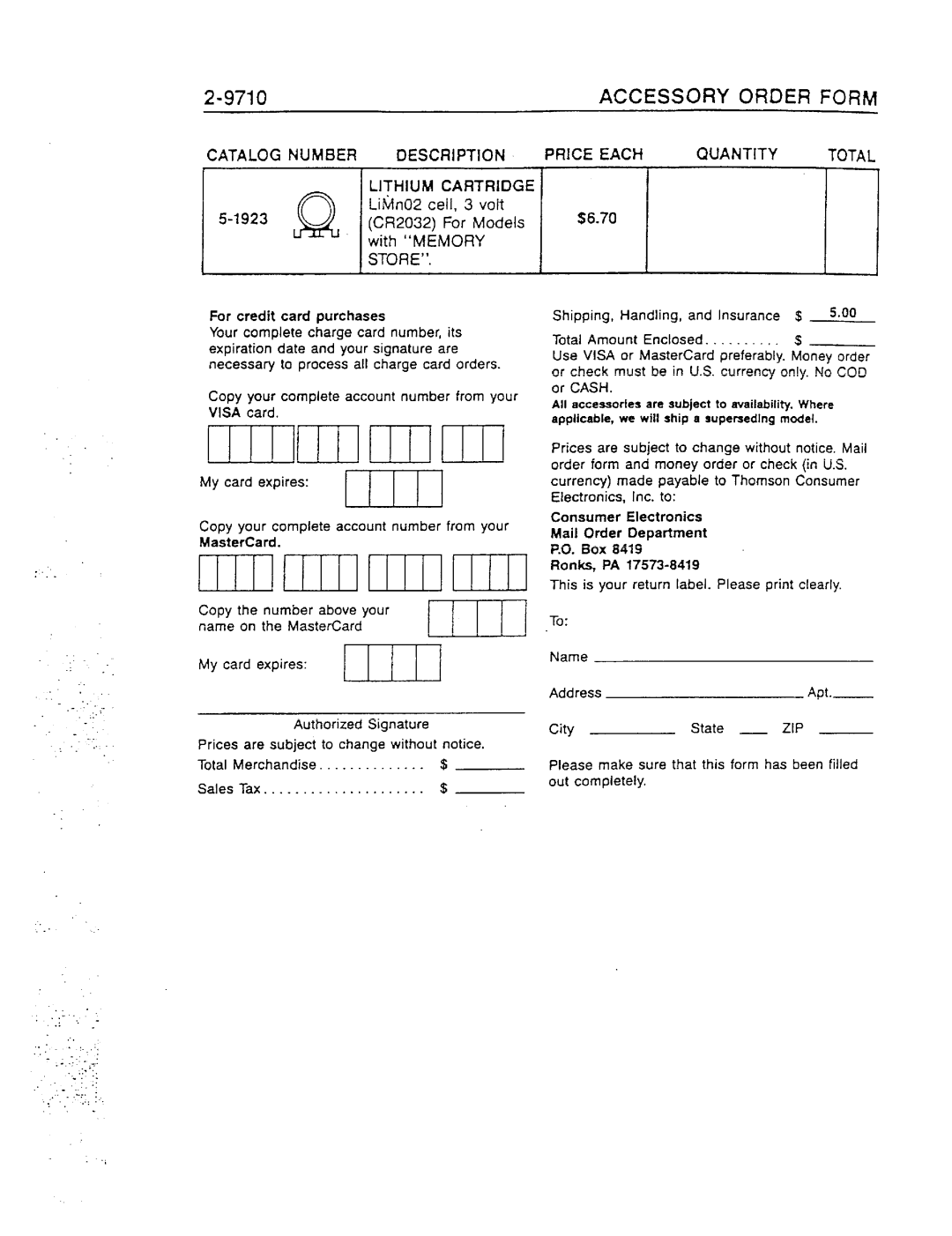 GE 2-971OA, 2-9710 manual Box 