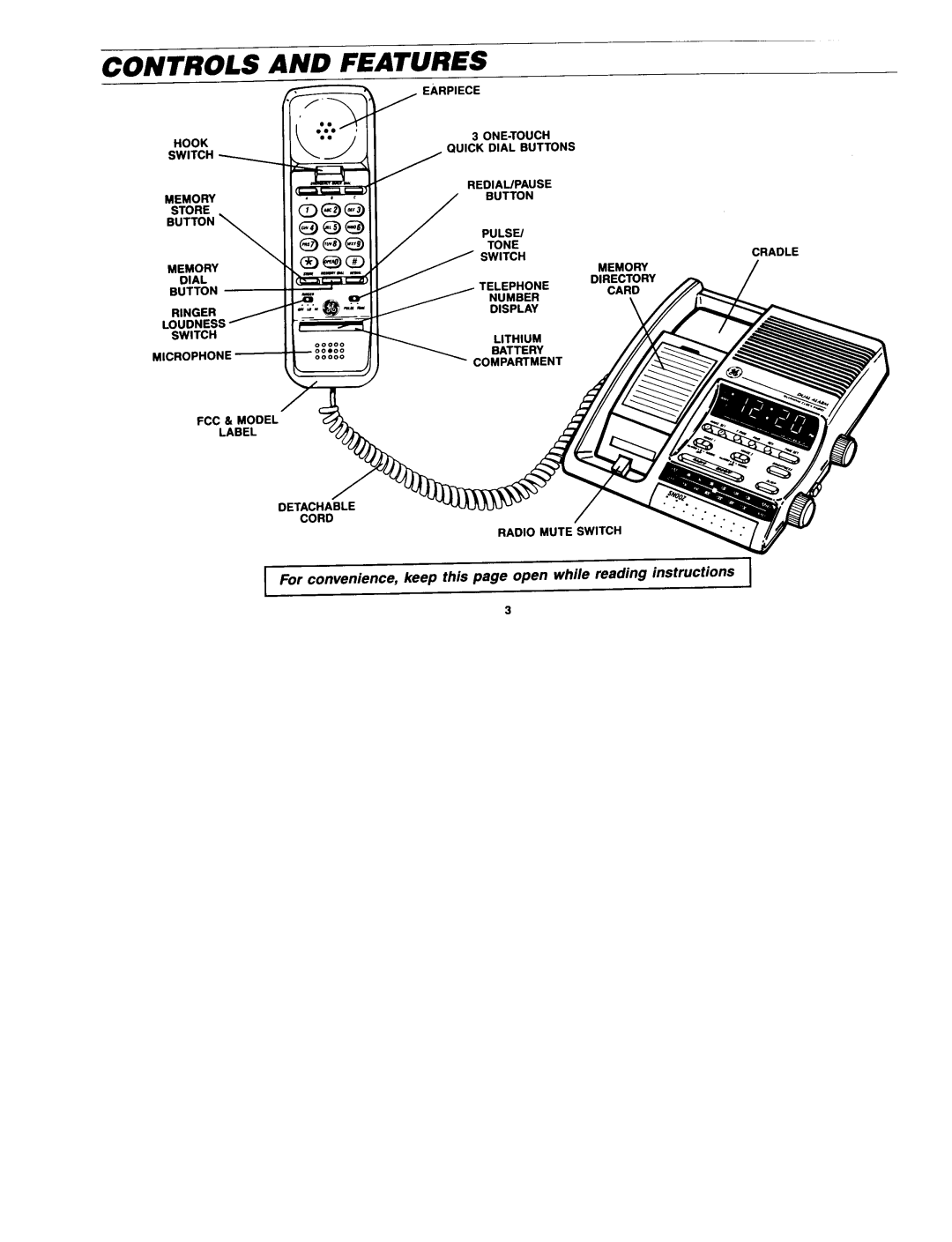 GE 2-9720 manual Controls and Features 