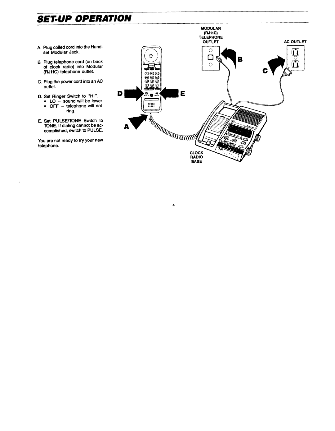 GE 2-9720 manual Sefup Operation 