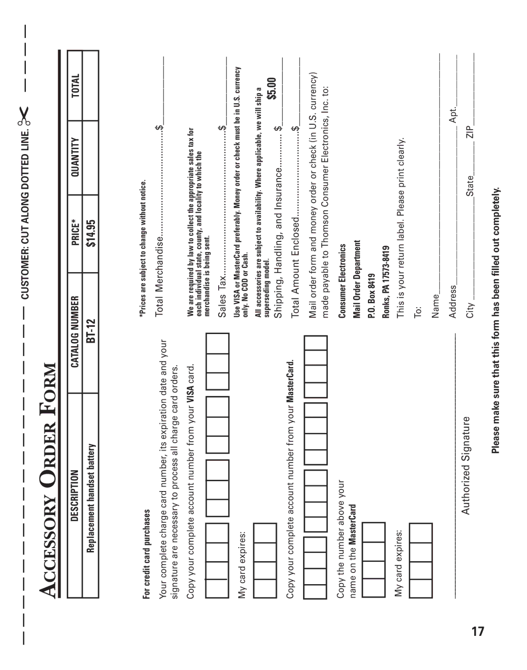 GE 2-9763, 2-9750, 2-9762, 2-9766, 2-9764, 2-9765 manual Accessory Order Form, $14.95 