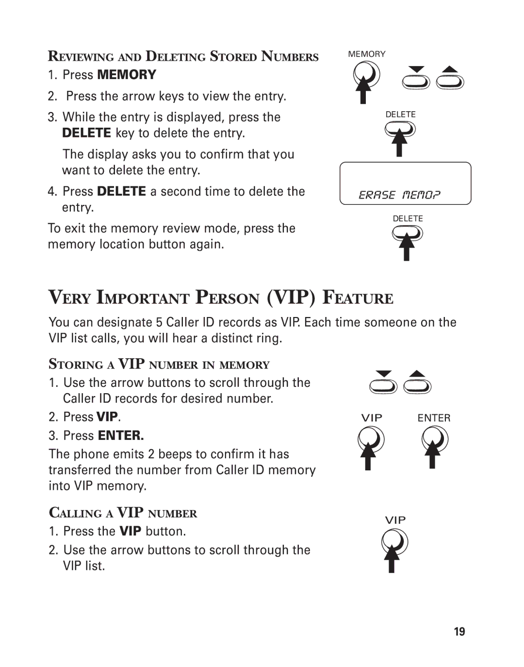 GE 2-9772 manual Very Important Person VIP Feature 