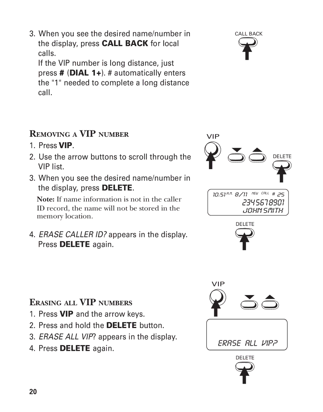 GE 2-9772 manual Erase ALL VIP? 