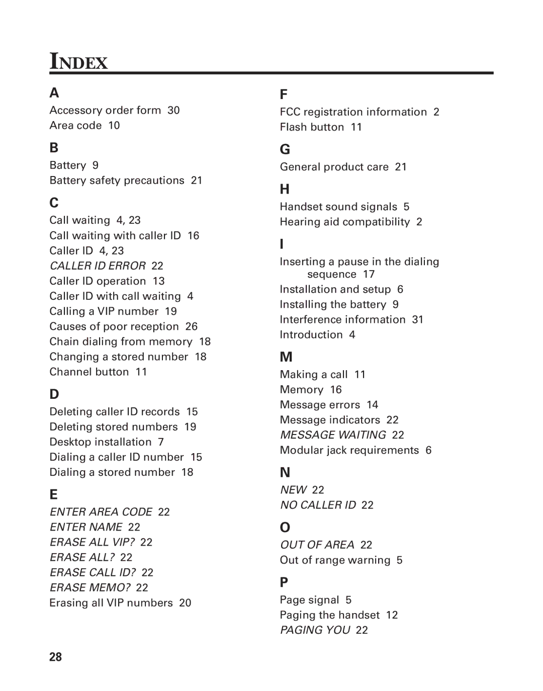 GE 2-9772 manual Index 