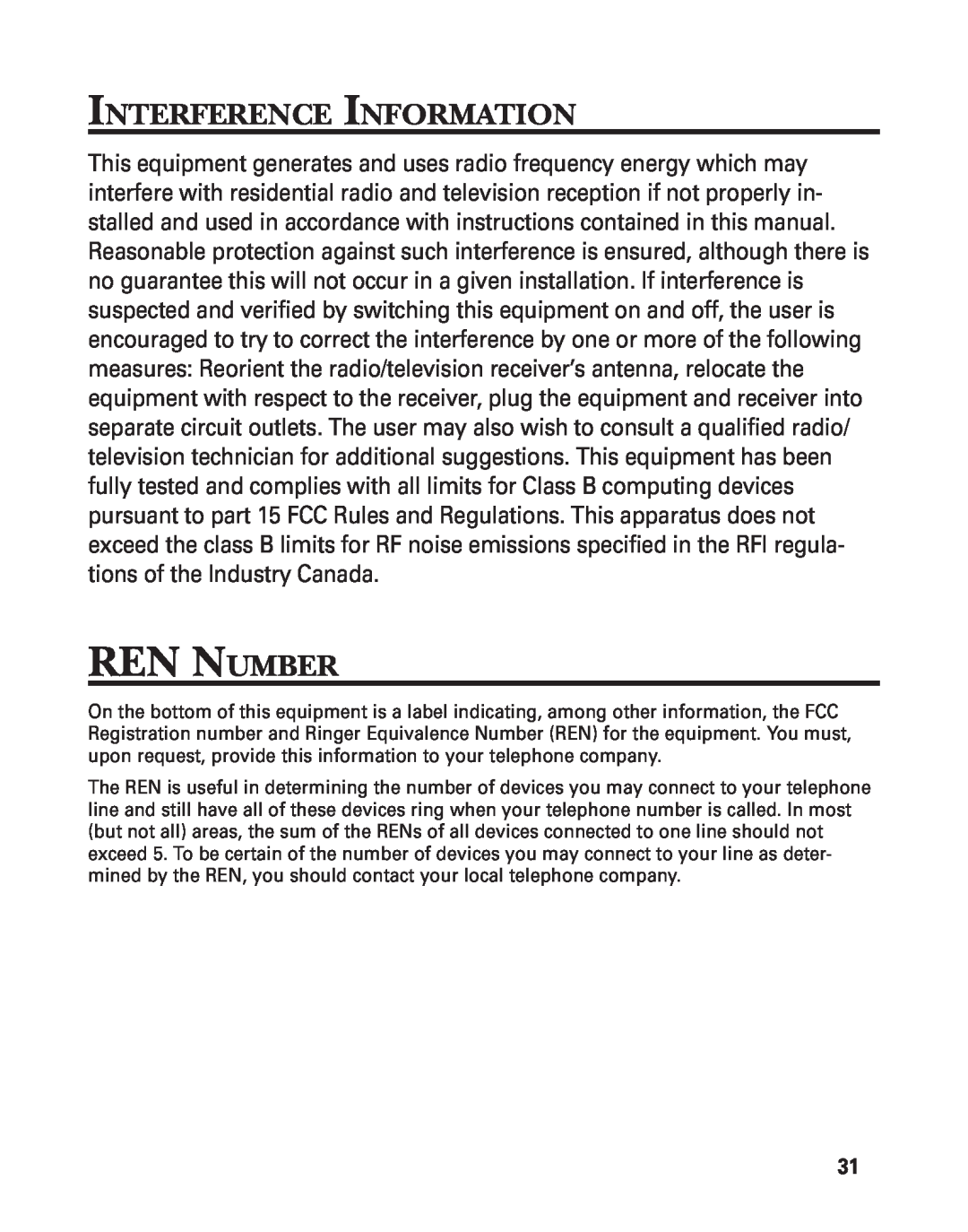 GE 2-9772 manual Interference Information, Ren Number 